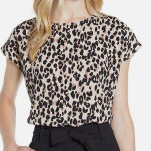 Halogen Leopard Print Cap Sleeve Lightweight Blouse Women's Size XL